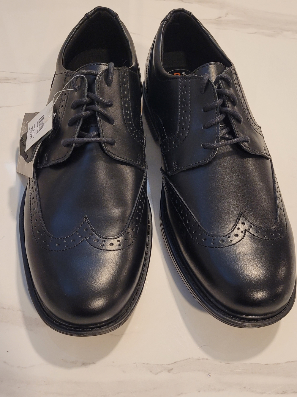 Men's Black Wingtip Slip Resistant Shoes